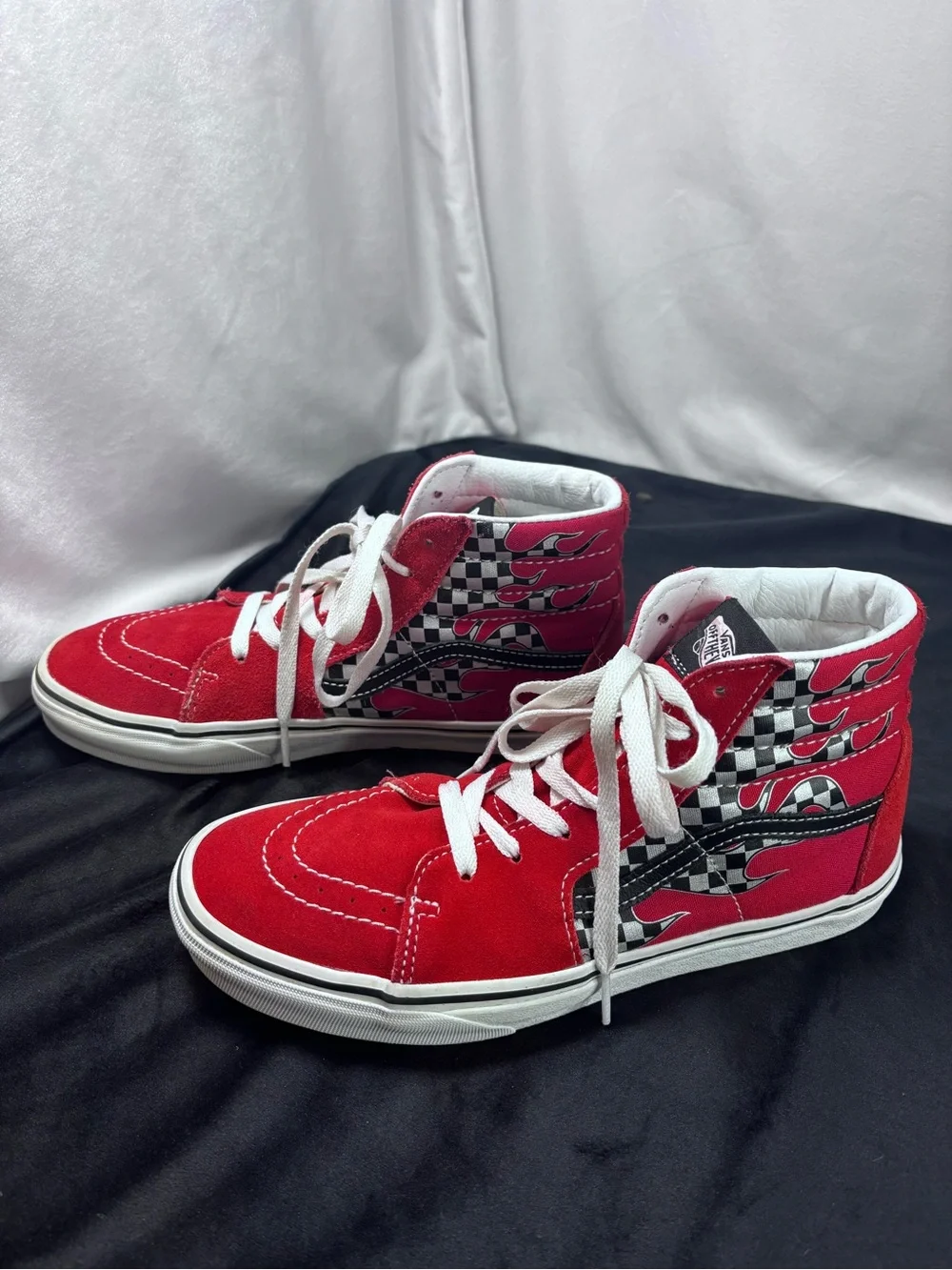 Vans Sk8-Hi Reflect Check Flame High-Top Sneakers – Youth Size 7